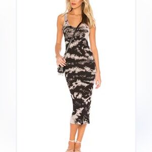 Enza Costa Rib Tank Midi Dress in Black Ionic